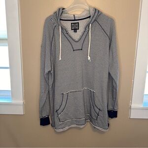 Lakegirl Women's Raw Edge Striped Navy and White Hoodie Size XXL